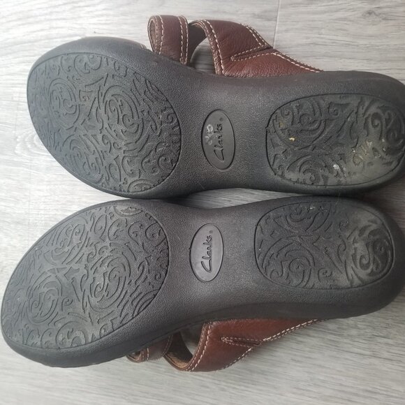 Clarks Sandal Artisan Slip on Shoe Brown Leather Women's Size 8M - Picture 7 of 8